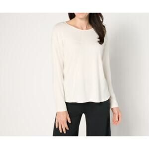 Peace Love World Size XXS Ivory Asymmetrical Long Sleeve Top A674032 NWOT
